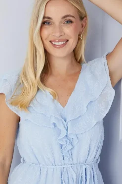 Petite Jacquard Ruffle Detail Tie Midi Dress