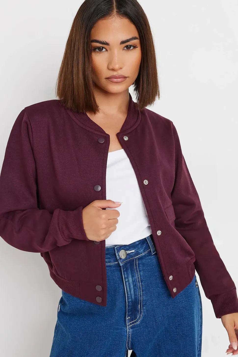Petite Jersey Bomber Jacket