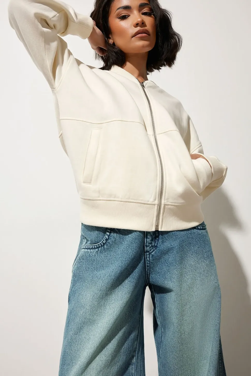 Petite Jersey Zip Bomber Jacket