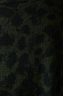 Petite Khaki Animal V Neck Mini Dress