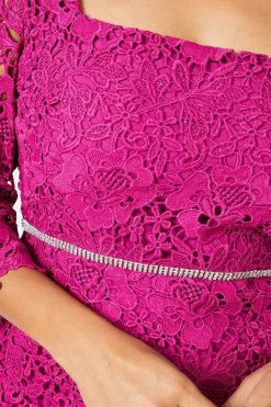 Petite Lace Embellished Waist Midi Dress