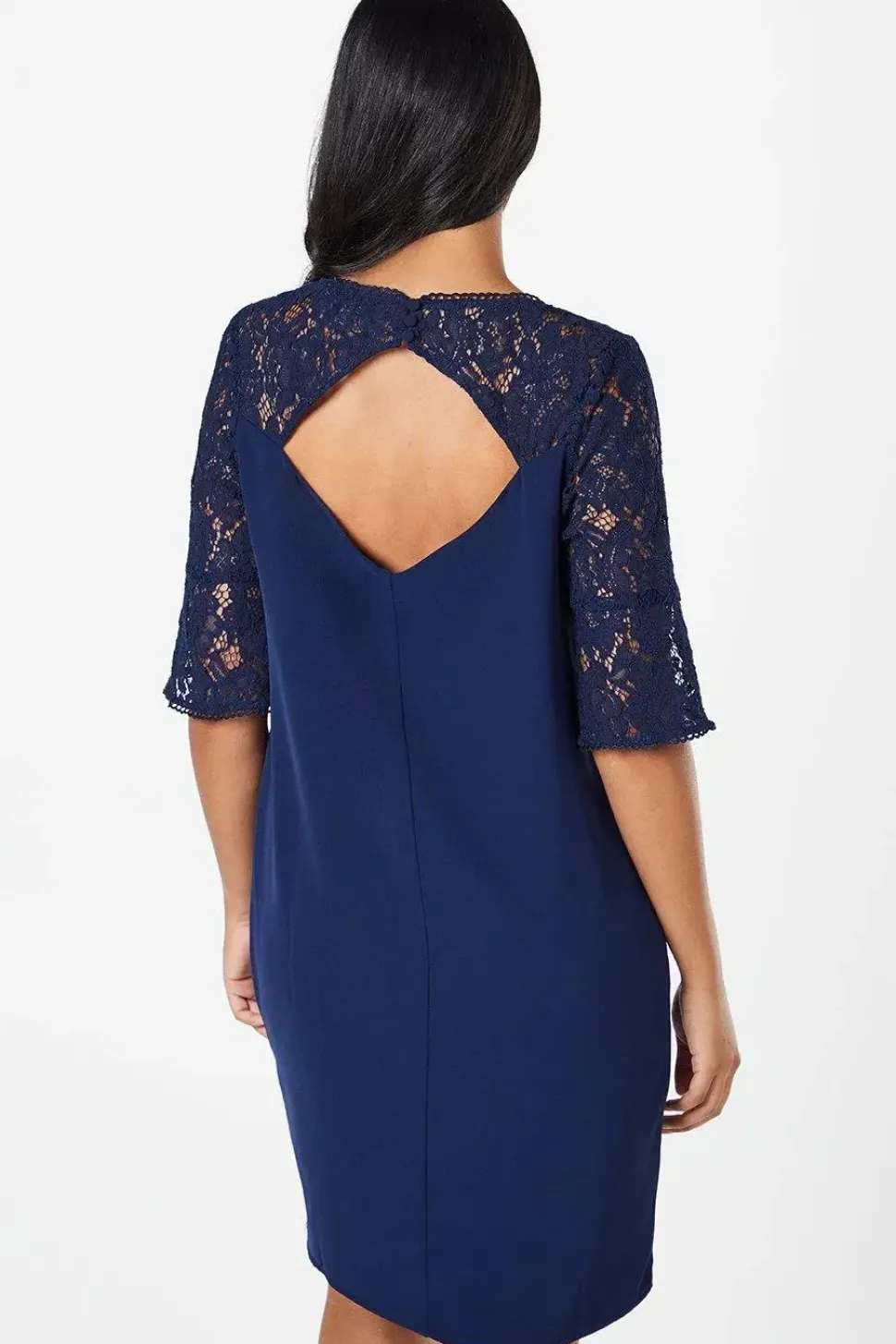 Petite Lace Ruffle Sleeve Shift Dress