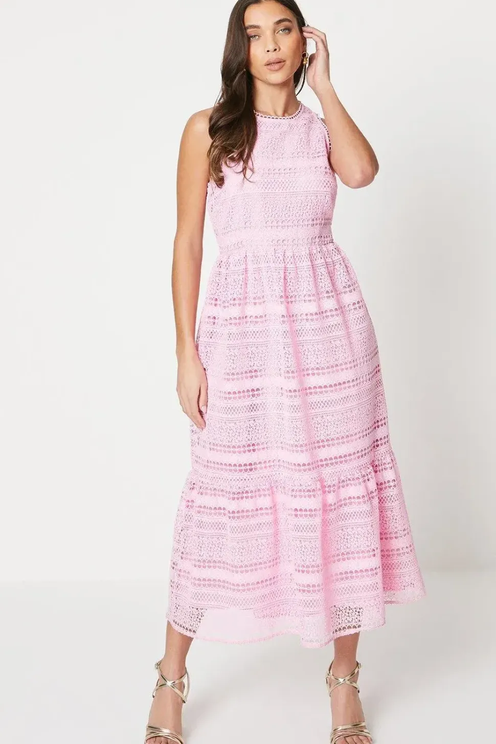 Petite Lace Sleeveless Midaxi Dress