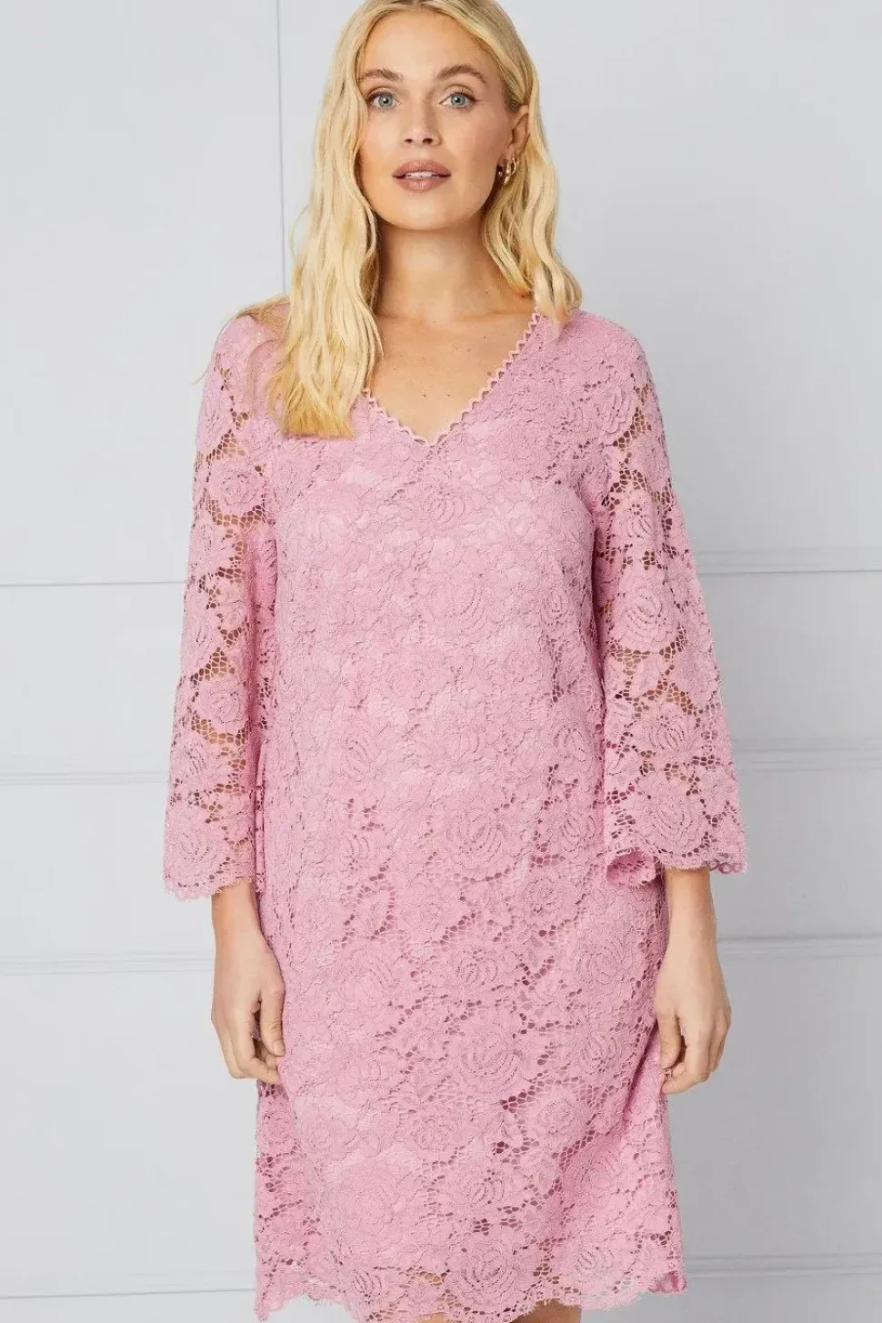 Petite Lace ¾ Sleeve Shift Dress