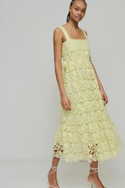 Petite Lace Strappy Square Neck Midi Dress