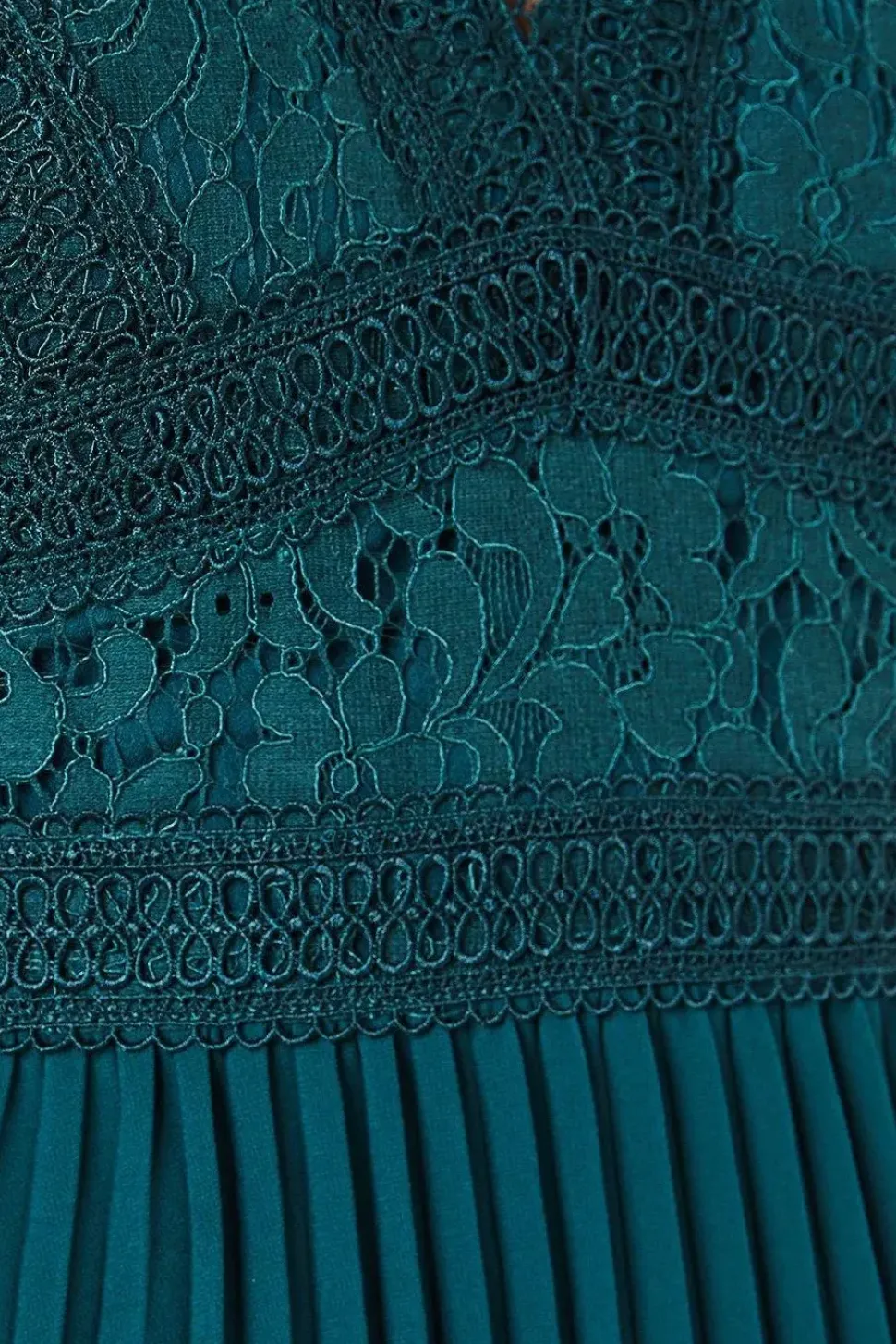 Petite Lace Top Pleated Skirt Fit & Flare Midi Dress