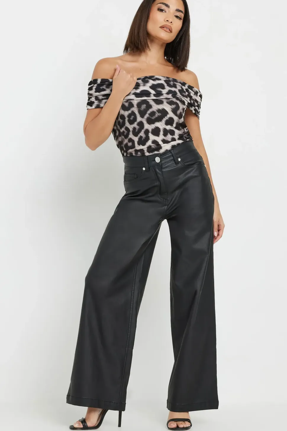 Petite Leopard Bardot Top