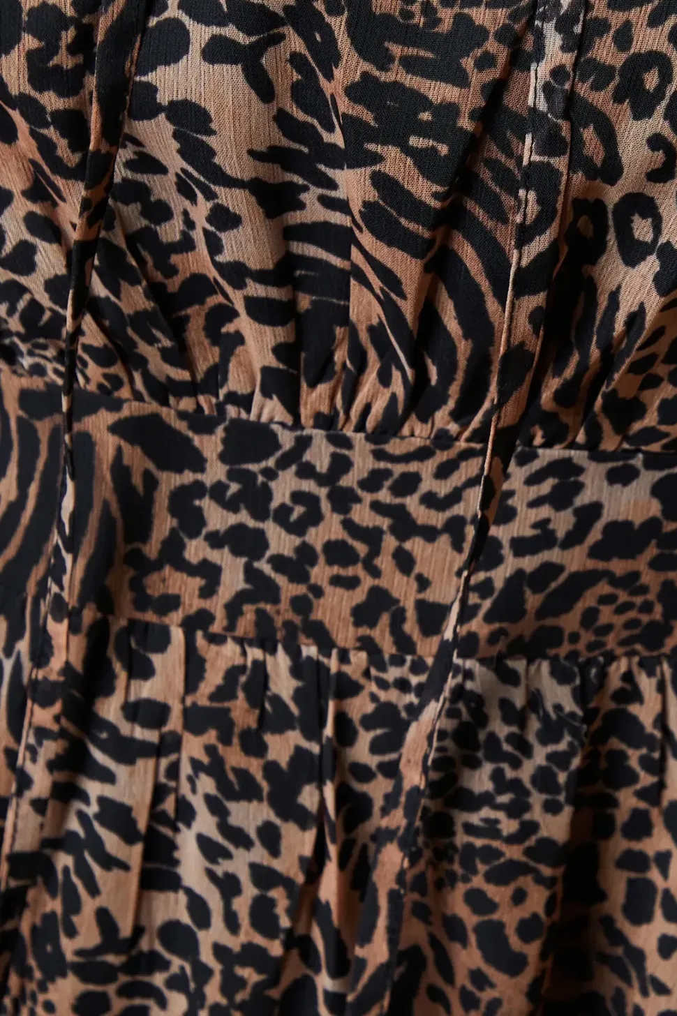 Petite Leopard Chiffon Lace Insert Long Sleeve Mini Dress