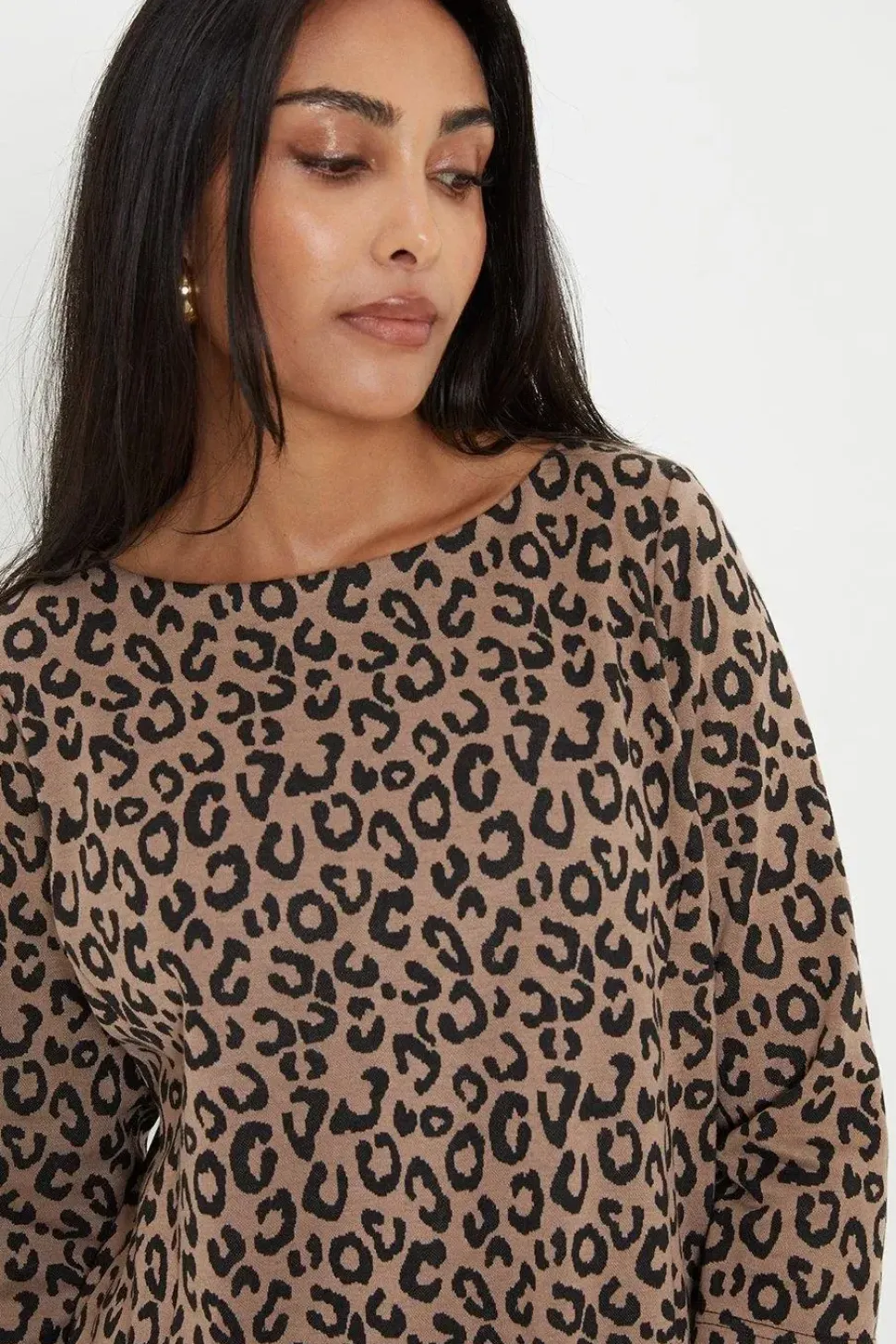 Petite Leopard Jacquard Ponte Shift Dress