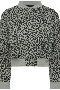 Petite Leopard Print Cropped Bomber Jacket