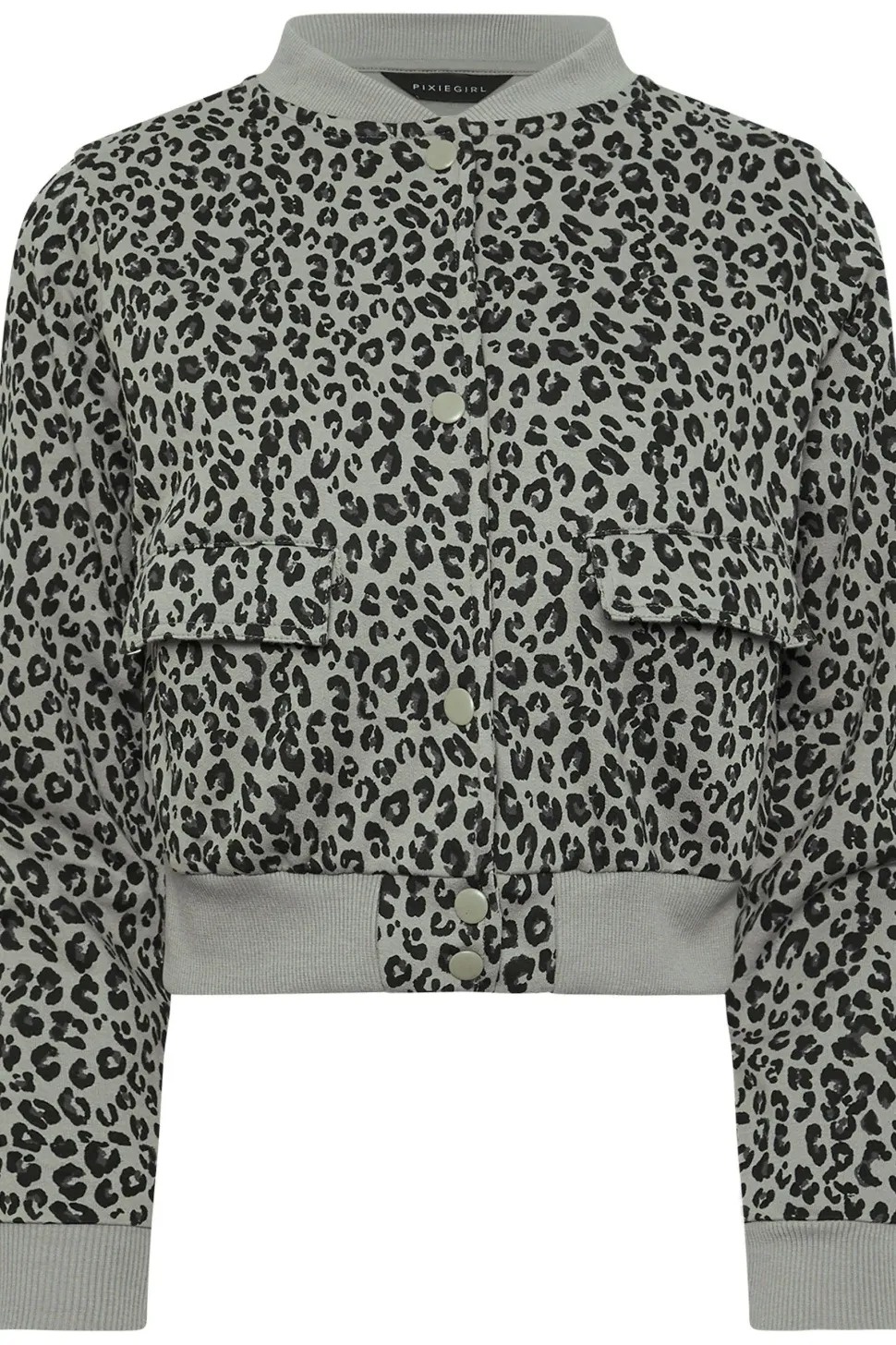 Petite Leopard Print Cropped Bomber Jacket