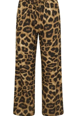 Petite Leopard Print Drawstring Wide Leg Trousers