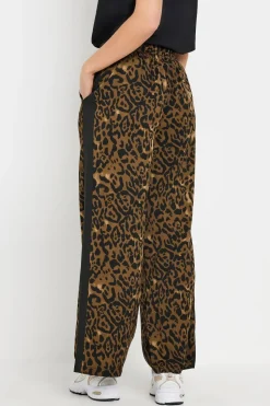 Petite Leopard Print Striped Wide Leg Trousers