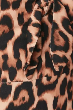 Petite Leopard Tie Front Mini Dress 3/4 Sleeve