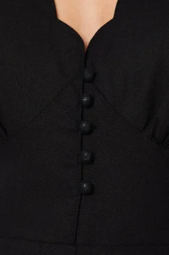Petite Linen Scallop Edge Button Down Strappy Jumpsuit
