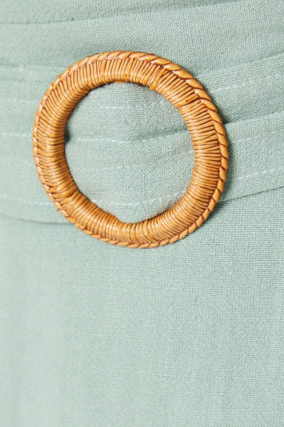 Petite Linen Tortoise Shell Belted Mini Skirt