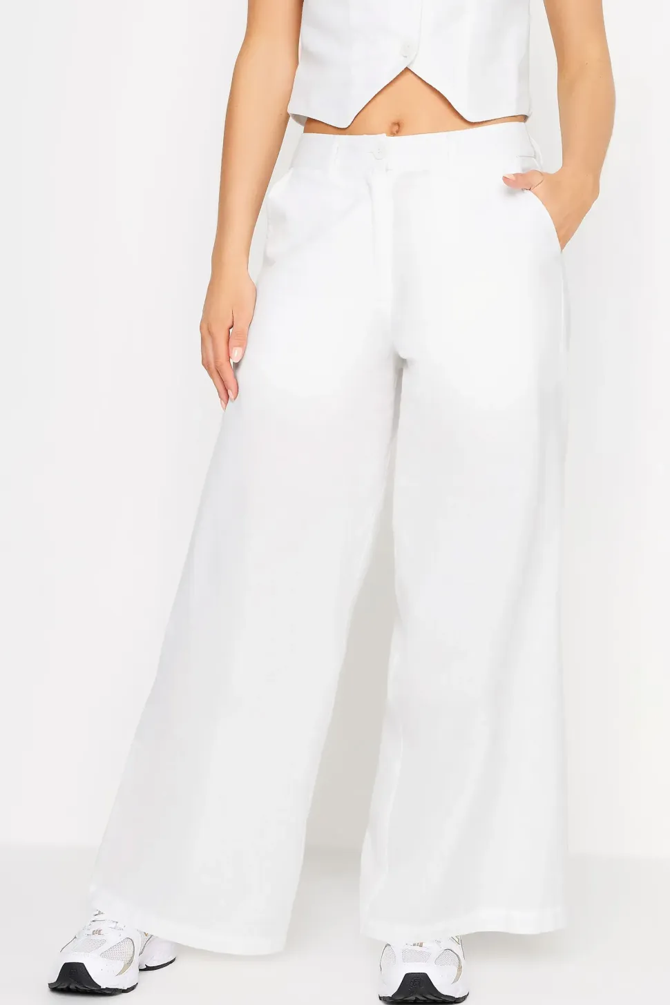 Petite Linen Wide Leg Trousers