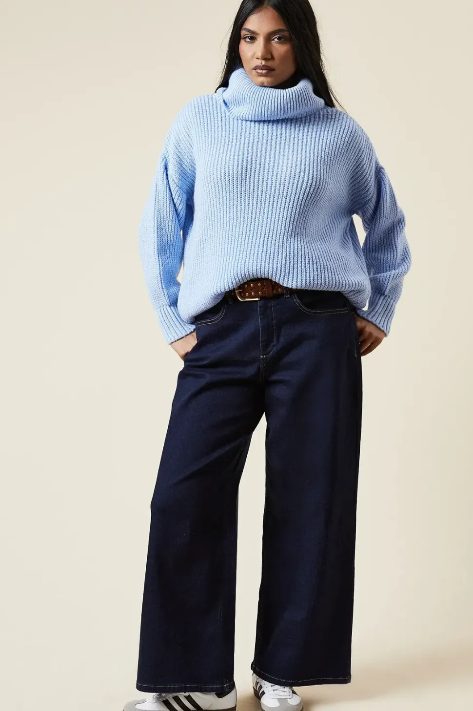 Petite Longline Roll Neck Chunky Jumper