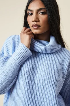 Petite Longline Roll Neck Chunky Jumper