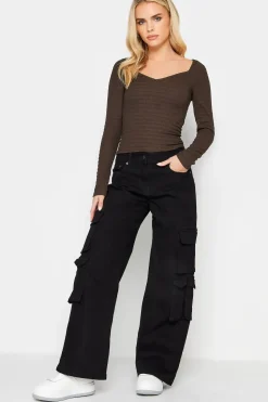 Petite Long Sleeve Textured Top
