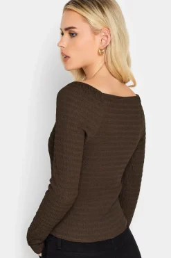 Petite Long Sleeve Textured Top