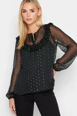 Petite Metallic Spot Print Blouse