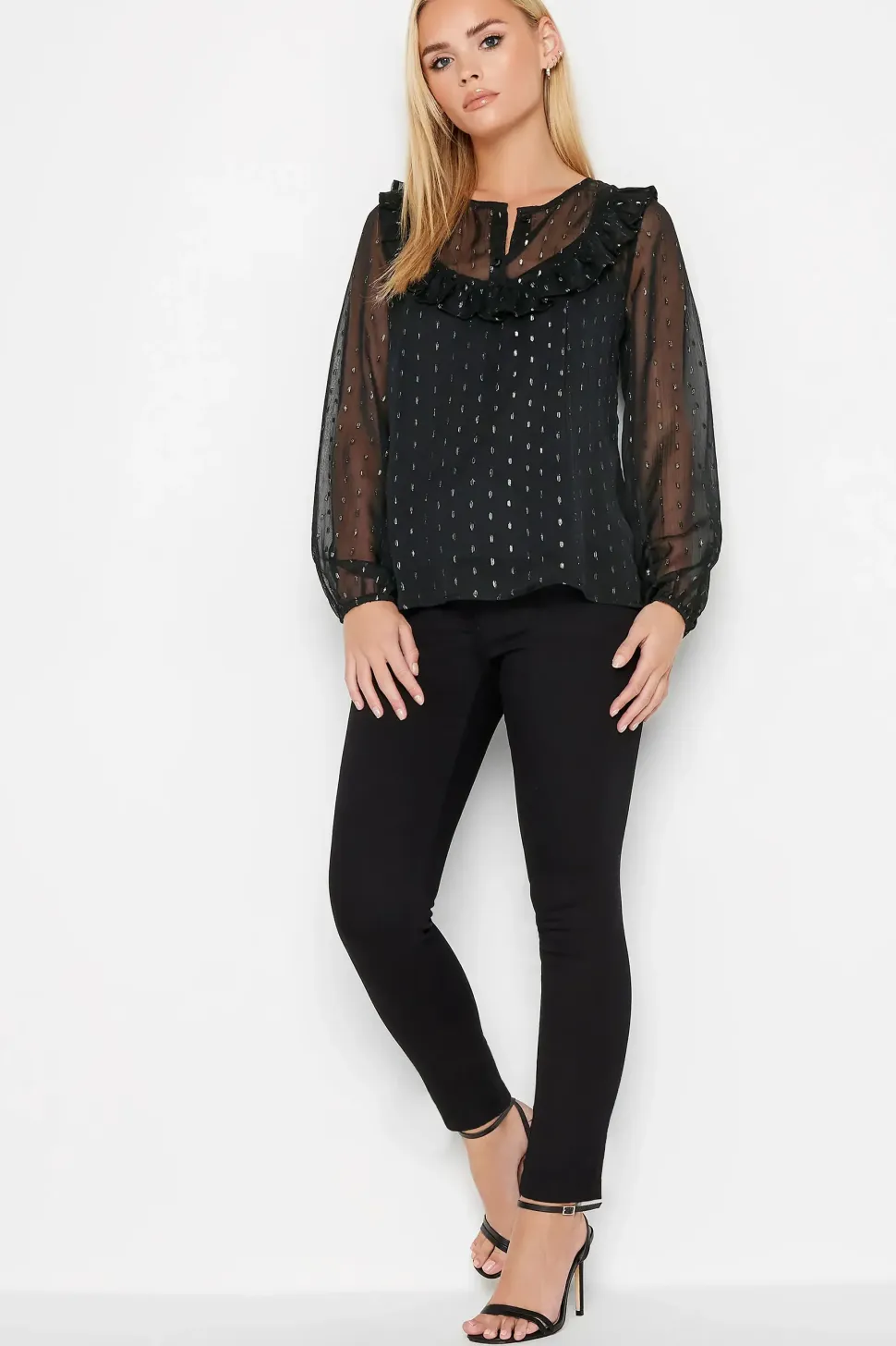 Petite Metallic Spot Print Blouse