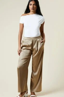 Petite Metallic Wide Leg Trouser