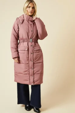 Petite Midi Luxe Quilted Padded Puffer Belted Coat