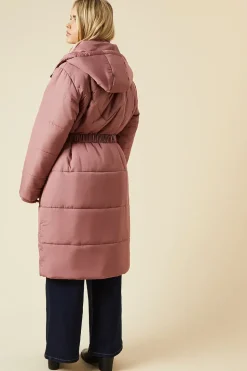 Petite Midi Luxe Quilted Padded Puffer Belted Coat