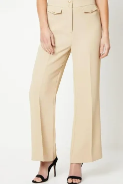 Petite Military Button Tab Kickflare Trouser