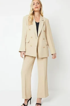 Petite Military Button Tab Kickflare Trouser