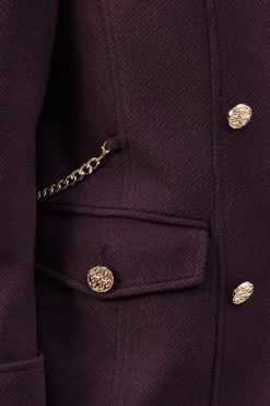 Petite Military Double Breasted Longline Coat