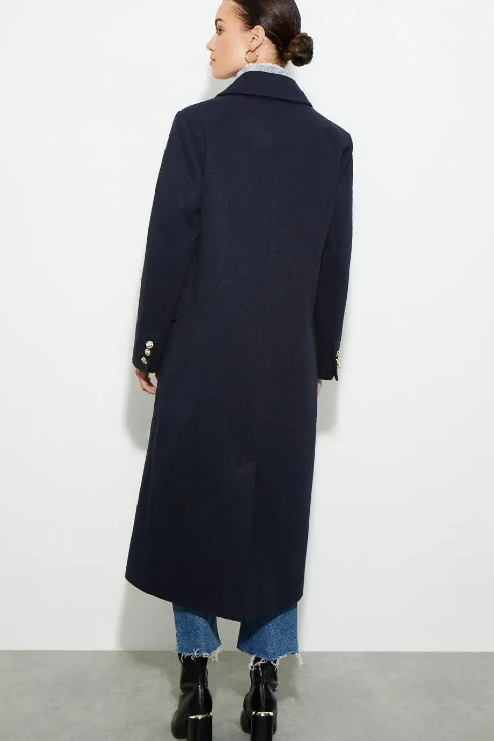 Petite Military Double Breasted Maxi Coat