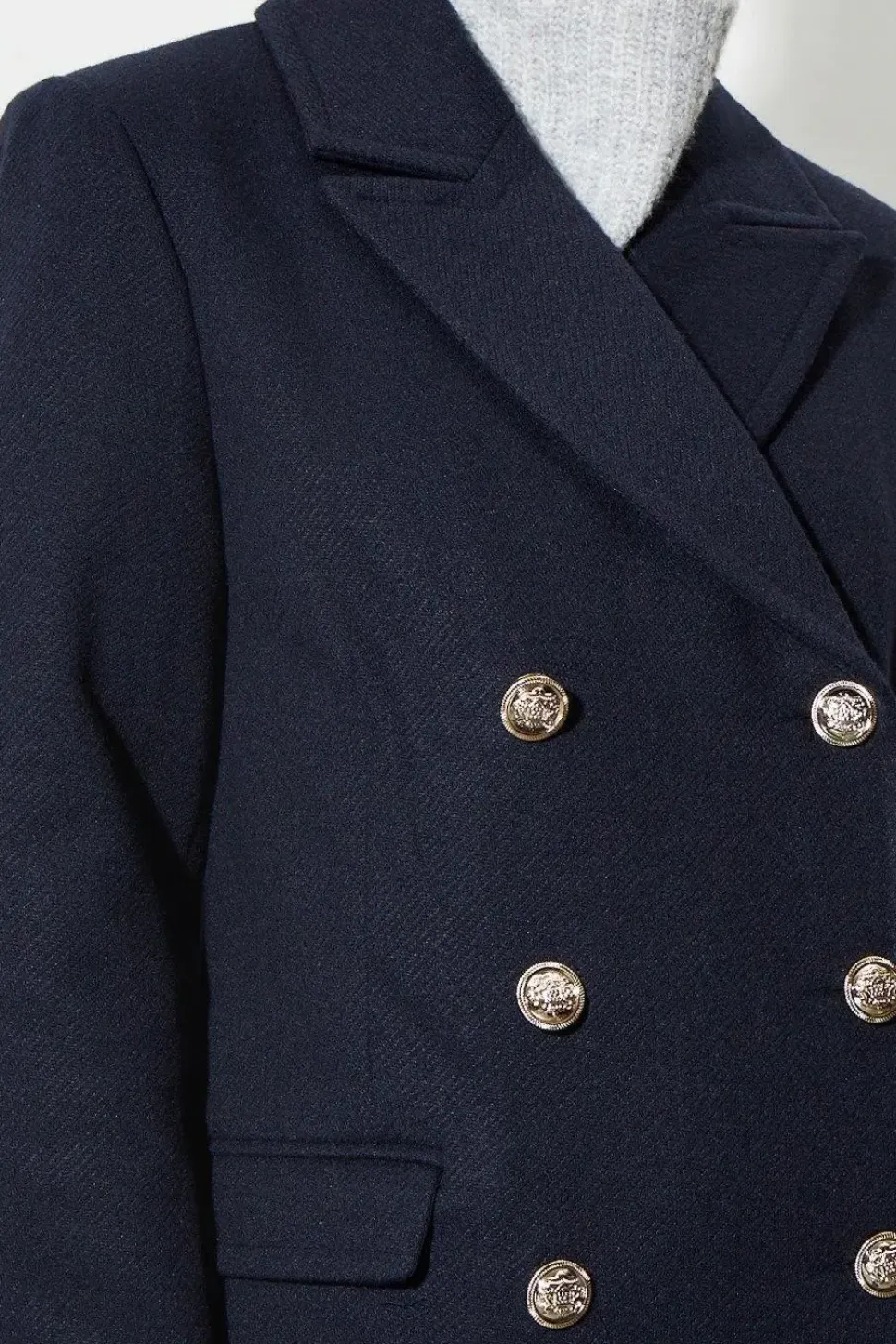Petite Military Double Breasted Maxi Coat