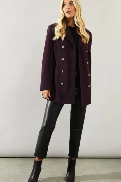 Petite Military Pea Coat