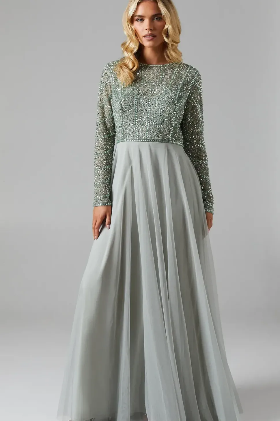 Petite Mixed Gem Tulle Skirt Bridesmaids Dress