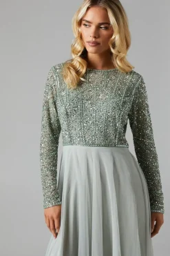 Petite Mixed Gem Tulle Skirt Bridesmaids Dress