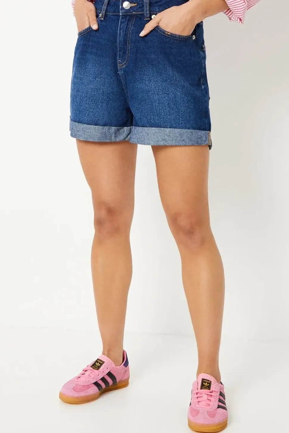 Petite Mom Fold Back Shorts