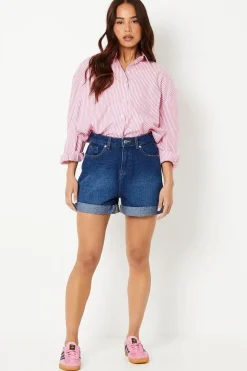 Petite Mom Fold Back Shorts