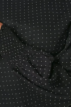 Petite Mono Spot Shirred Cuff Midi Dress