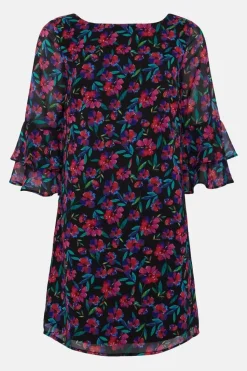 Petite Multi Ditsy Floral Ruffle Sleeve Shift Dress