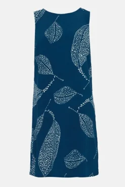 Petite Navy Leaf Sleeveless Shift Dress