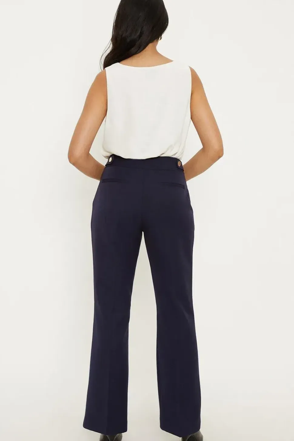 Petite Navy Smart Bootcut Leg Trousers