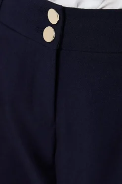 Petite Navy Smart Tapered Leg Trousers