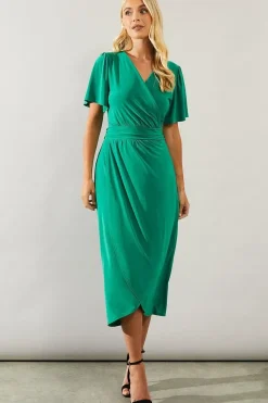 Petite Occasion Angel Sleeve Midi Dress
