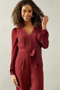Petite Occasion Chiffon Sleeve Wide Leg Jumpsuit