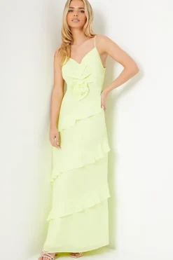 Petite Occasion Corsage Ruffle Maxi Dress