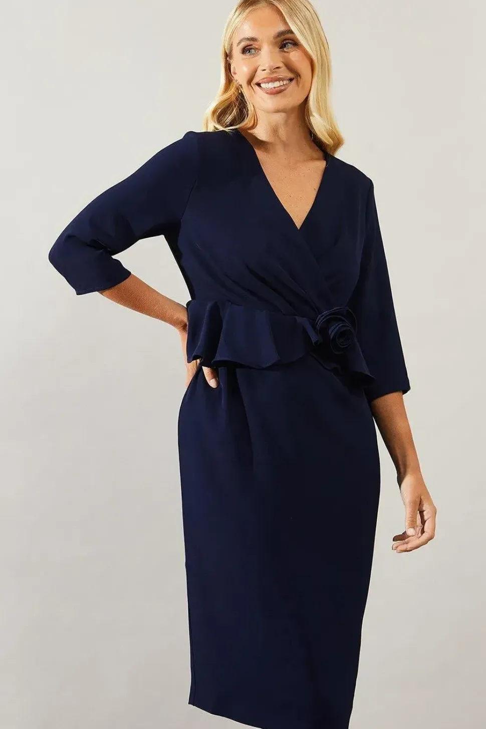 Petite Occasion Corsage Tailored Midi Dress