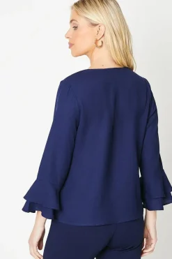 Petite Occasion Embellished Ruffle Sleeve Blouse